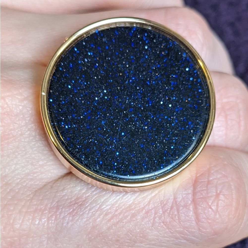 blue gold stone cocktail ring
